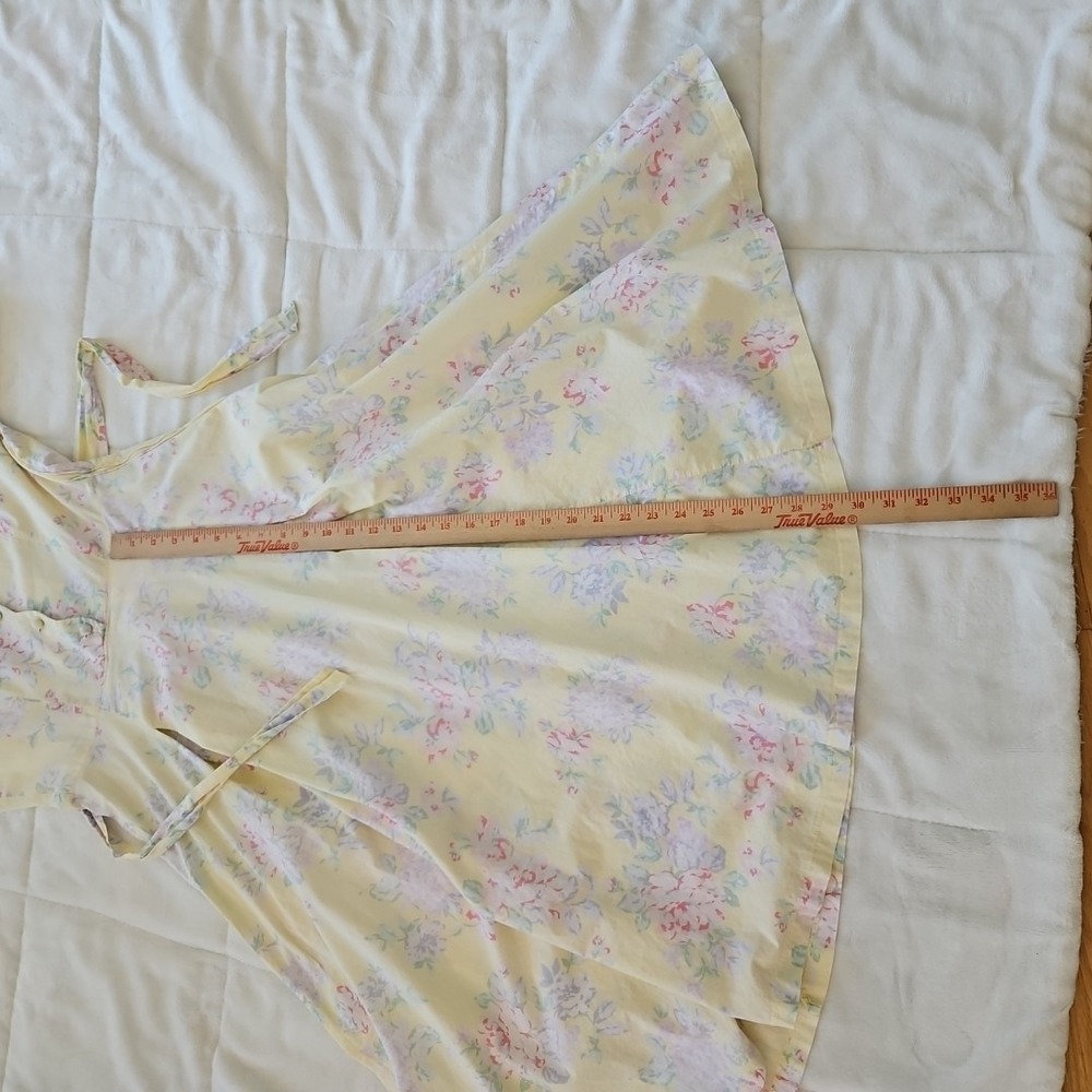 Vintage Style Yellow Floral Puff Sleeve Midi Dress Pastel Tea Party Cottagecore - Picture 8 of 8